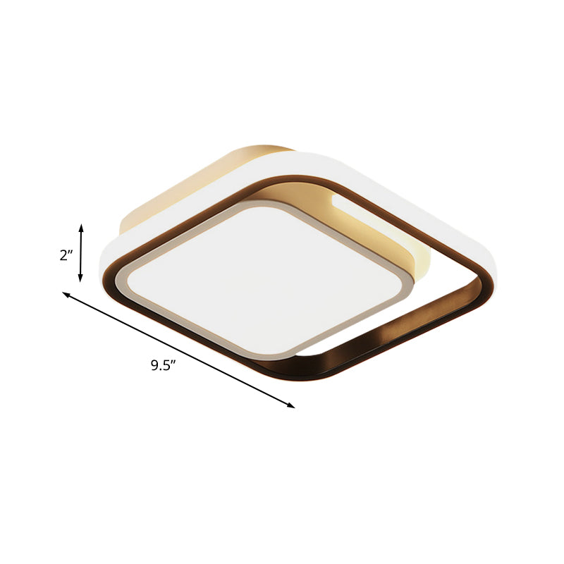 Squared Flush Lighting Simple Metallic LED Black Flush Mount Ceiling Lamp for Corridor in White/Warm/3 Color Light Clearhalo 'Ceiling Lights' 'Close To Ceiling Lights' 'Close to ceiling' 'Flush mount' Lighting' 603737