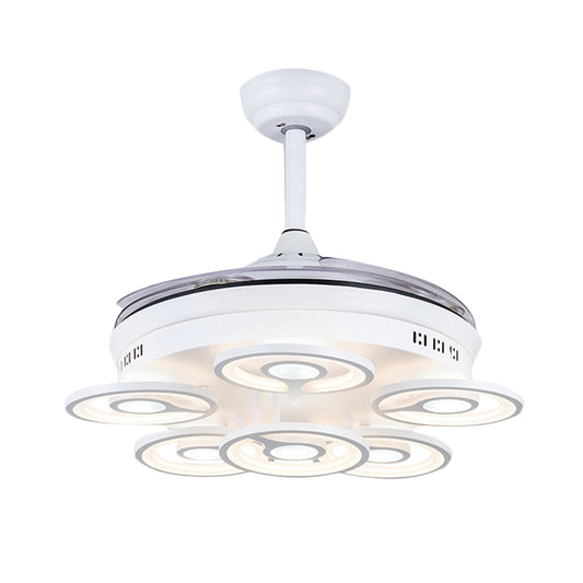 21.5" W Acrylic Circular Ceiling Fan Light Modernist LED White Semi Flush Mount Lamp with 3 Clear Blades Clearhalo 'Ceiling Fans with Lights' 'Ceiling Fans' 'Modern Ceiling Fans' 'Modern' Lighting' 603770