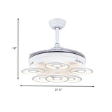 21.5" W Acrylic Circular Ceiling Fan Light Modernist LED White Semi Flush Mount Lamp with 3 Clear Blades Clearhalo 'Ceiling Fans with Lights' 'Ceiling Fans' 'Modern Ceiling Fans' 'Modern' Lighting' 603772
