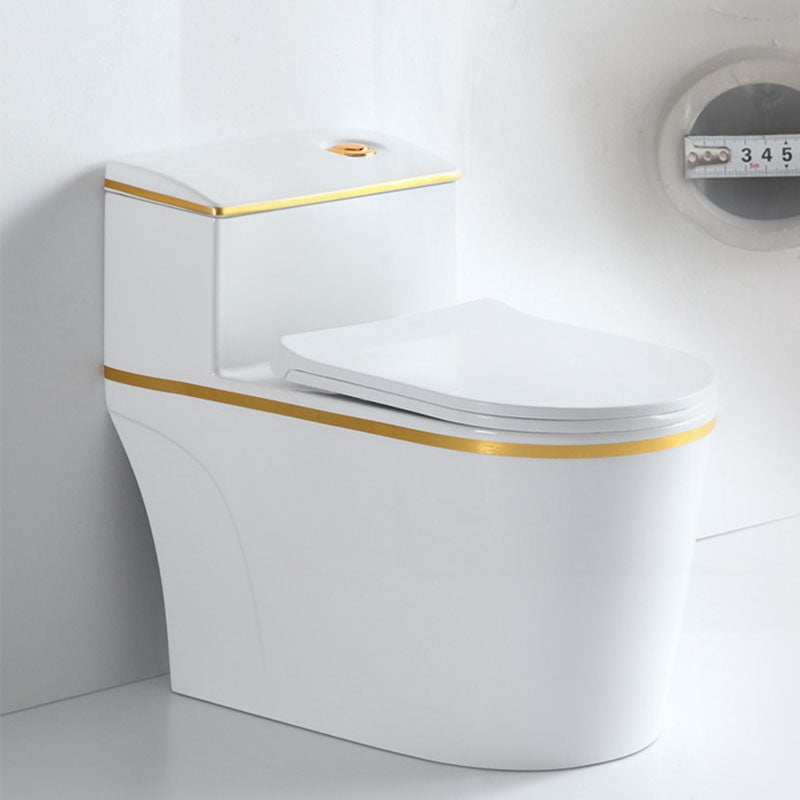 Siphon Jet Toilet Traditional One-Piece Toilet with Slow Close Seat 15"L x 28"W x 25"H Gold Clearhalo 'Bathroom Remodel & Bathroom Fixtures' 'Home Improvement' 'home_improvement' 'home_improvement_toilets' 'Toilets & Bidets' 'Toilets' 6037899