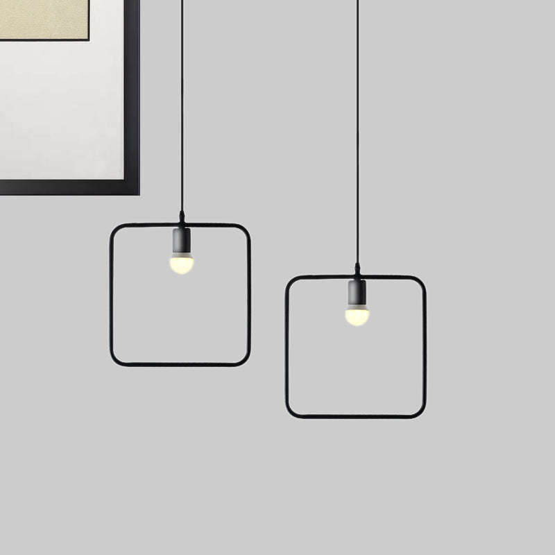 Industrial Triangle/Round Pendant Light 1 Head Metal Ceiling Lighting with Frame Shade in Black for Dining Room Clearhalo 'Art Deco Pendants' 'Black' 'Cast Iron' 'Ceiling Lights' 'Ceramic' 'Crystal' 'Industrial Pendants' 'Industrial' 'Metal' 'Middle Century Pendants' 'Pendant Lights' 'Pendants' 'Rustic Pendants' 'Tiffany' Lighting' 603790