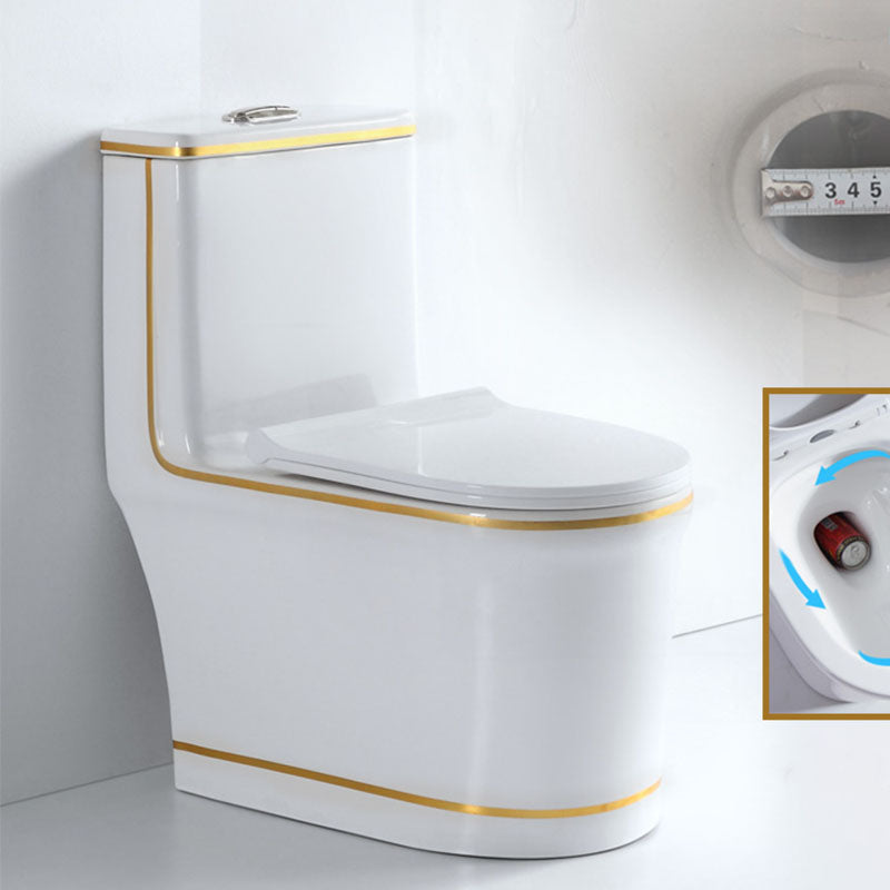 Siphon Jet Toilet Traditional One-Piece Toilet with Slow Close Seat 15"L x 27"W x 30"H Gold Clearhalo 'Bathroom Remodel & Bathroom Fixtures' 'Home Improvement' 'home_improvement' 'home_improvement_toilets' 'Toilets & Bidets' 'Toilets' 6037901