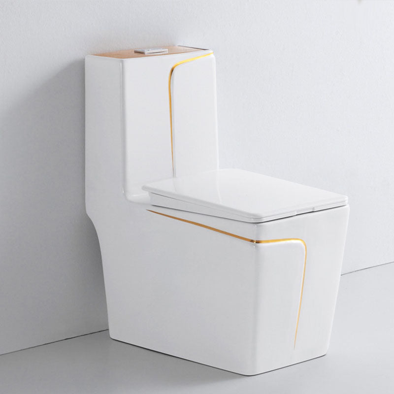Siphon Jet Toilet Traditional One-Piece Toilet with Slow Close Seat 14"L x 27"W x 31"H Gold Clearhalo 'Bathroom Remodel & Bathroom Fixtures' 'Home Improvement' 'home_improvement' 'home_improvement_toilets' 'Toilets & Bidets' 'Toilets' 6037904