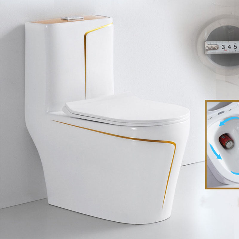 Siphon Jet Toilet Traditional One-Piece Toilet with Slow Close Seat 15"L x 27"W x 29"H Gold Clearhalo 'Bathroom Remodel & Bathroom Fixtures' 'Home Improvement' 'home_improvement' 'home_improvement_toilets' 'Toilets & Bidets' 'Toilets' 6037905