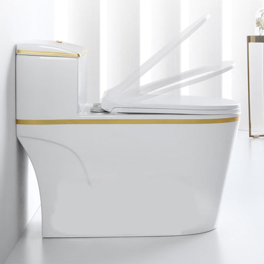 Siphon Jet Toilet Traditional One-Piece Toilet with Slow Close Seat Clearhalo 'Bathroom Remodel & Bathroom Fixtures' 'Home Improvement' 'home_improvement' 'home_improvement_toilets' 'Toilets & Bidets' 'Toilets' 6037908