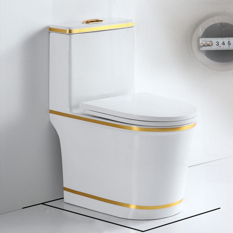 Siphon Jet Toilet Traditional One-Piece Toilet with Slow Close Seat 15"L x 23"W x 29"H Gold Clearhalo 'Bathroom Remodel & Bathroom Fixtures' 'Home Improvement' 'home_improvement' 'home_improvement_toilets' 'Toilets & Bidets' 'Toilets' 6037911