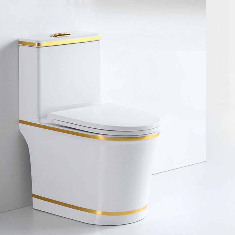 Siphon Jet Toilet Traditional One-Piece Toilet with Slow Close Seat Clearhalo 'Bathroom Remodel & Bathroom Fixtures' 'Home Improvement' 'home_improvement' 'home_improvement_toilets' 'Toilets & Bidets' 'Toilets' 6037916