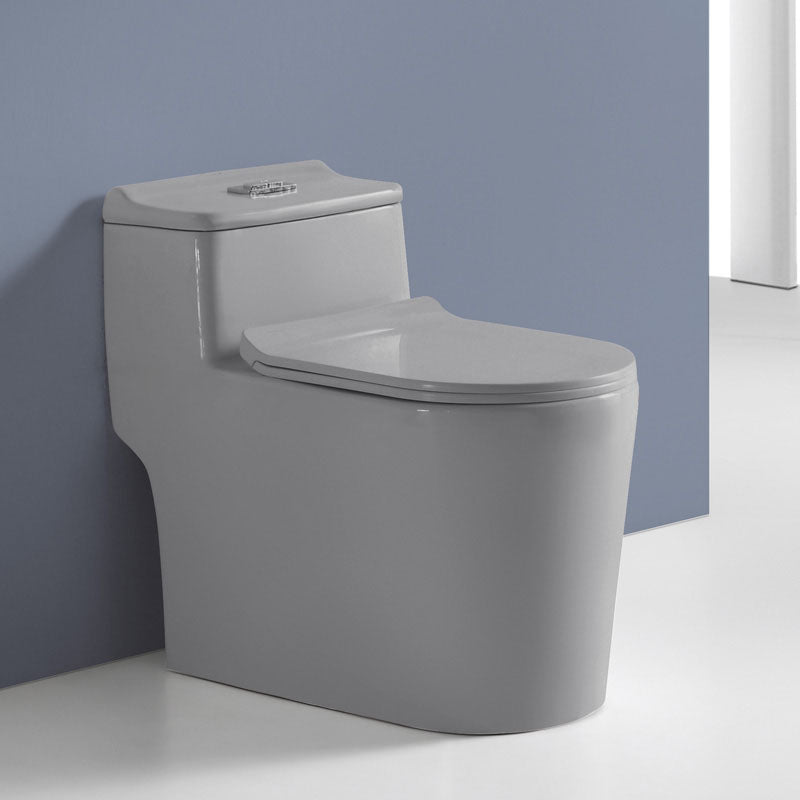 Traditional Flush Toilet Siphon Jet One-Piece Toilet with Slow Close Seat 15"L x 27"W x 24"H Grey Clearhalo 'Bathroom Remodel & Bathroom Fixtures' 'Home Improvement' 'home_improvement' 'home_improvement_toilets' 'Toilets & Bidets' 'Toilets' 6037949