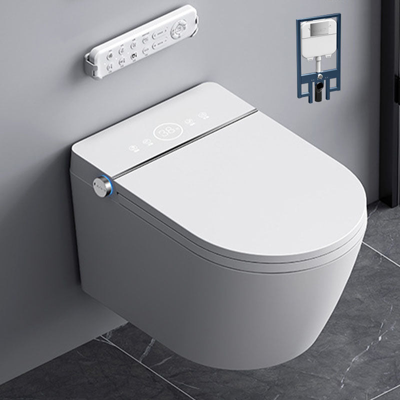 Elongated Toilet Wall Hung 1-Piece Automatic UV Sterilization Toilet with Concealed Tank White Clearhalo 'Bathroom Remodel & Bathroom Fixtures' 'Home Improvement' 'home_improvement' 'home_improvement_toilets' 'Toilets & Bidets' 'Toilets' 6038026