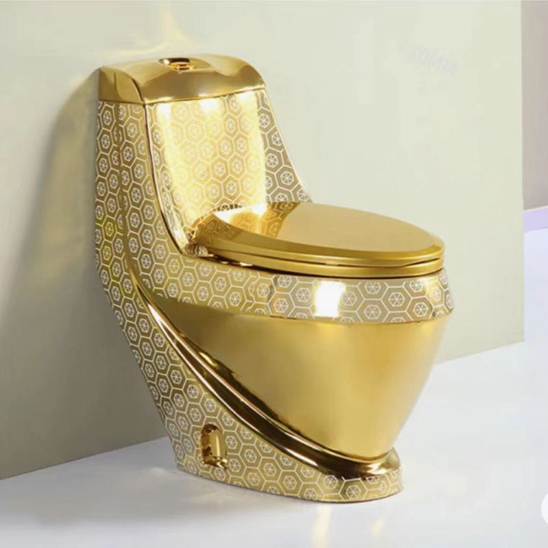 Traditional Style Golden Toilet Siphon Jet One Piece Toilet with Slow Close Seat Clearhalo 'Bathroom Remodel & Bathroom Fixtures' 'Home Improvement' 'home_improvement' 'home_improvement_toilets' 'Toilets & Bidets' 'Toilets' 6038081