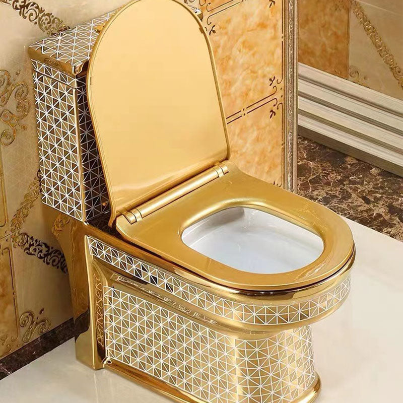 Traditional Style Golden Toilet Siphon Jet One Piece Toilet with Slow Close Seat 12" Clearhalo 'Bathroom Remodel & Bathroom Fixtures' 'Home Improvement' 'home_improvement' 'home_improvement_toilets' 'Toilets & Bidets' 'Toilets' 6038082