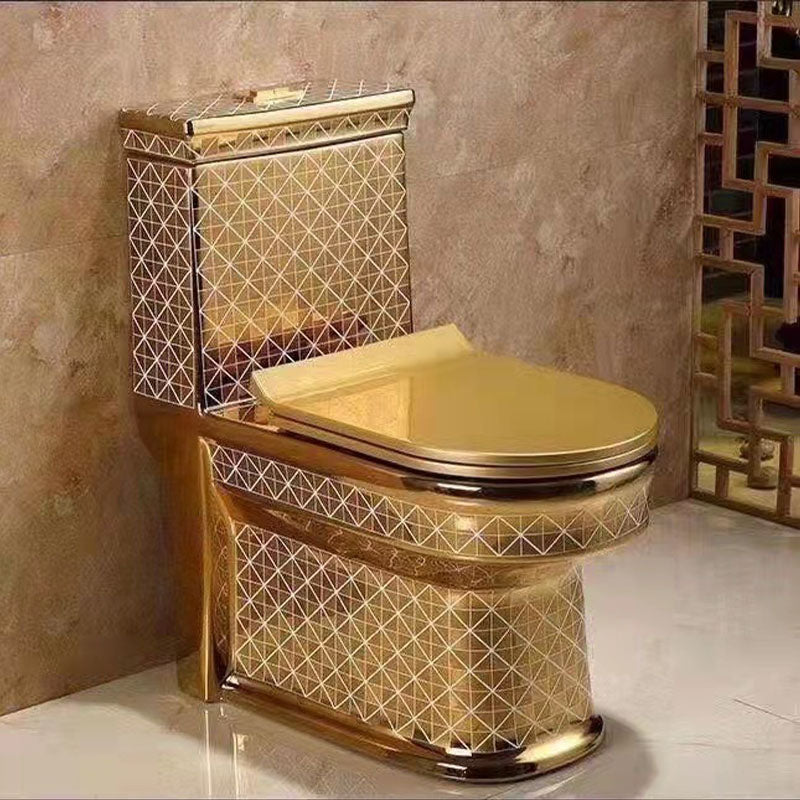 Traditional Style Golden Toilet Siphon Jet One Piece Toilet with Slow Close Seat 16" Clearhalo 'Bathroom Remodel & Bathroom Fixtures' 'Home Improvement' 'home_improvement' 'home_improvement_toilets' 'Toilets & Bidets' 'Toilets' 6038084