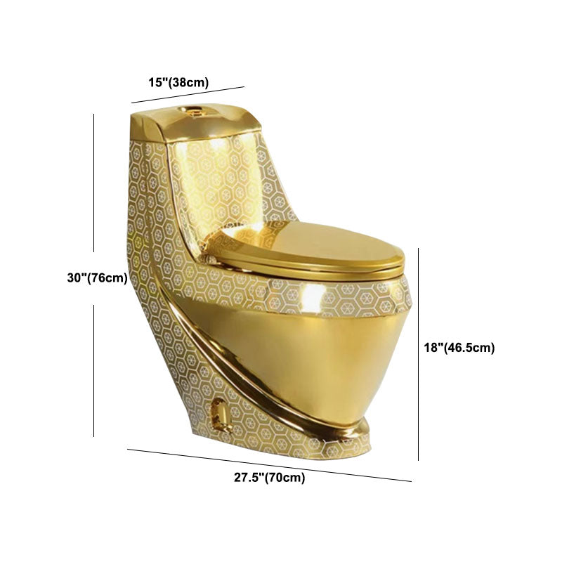 Traditional Style Golden Toilet Siphon Jet One Piece Toilet with Slow Close Seat Clearhalo 'Bathroom Remodel & Bathroom Fixtures' 'Home Improvement' 'home_improvement' 'home_improvement_toilets' 'Toilets & Bidets' 'Toilets' 6038095