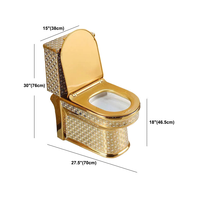 Traditional Style Golden Toilet Siphon Jet One Piece Toilet with Slow Close Seat Clearhalo 'Bathroom Remodel & Bathroom Fixtures' 'Home Improvement' 'home_improvement' 'home_improvement_toilets' 'Toilets & Bidets' 'Toilets' 6038096