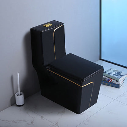 Household Water-saving Toilet Siphon One-piece Large-diameter Toilet in Black Finish Black Clearhalo 'Bathroom Remodel & Bathroom Fixtures' 'Home Improvement' 'home_improvement' 'home_improvement_toilets' 'Toilets & Bidets' 'Toilets' 6038201