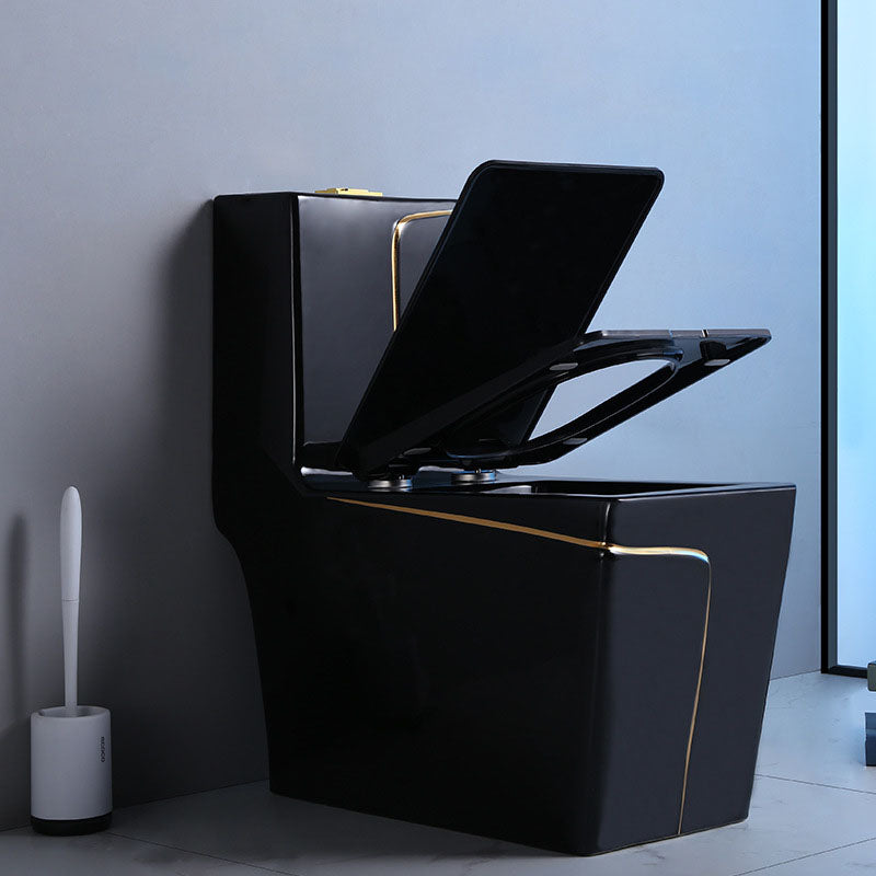 Household Water-saving Toilet Siphon One-piece Large-diameter Toilet in Black Finish Clearhalo 'Bathroom Remodel & Bathroom Fixtures' 'Home Improvement' 'home_improvement' 'home_improvement_toilets' 'Toilets & Bidets' 'Toilets' 6038202