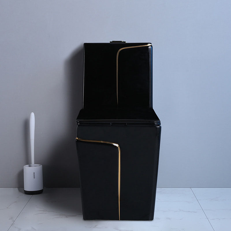 Household Water-saving Toilet Siphon One-piece Large-diameter Toilet in Black Finish Clearhalo 'Bathroom Remodel & Bathroom Fixtures' 'Home Improvement' 'home_improvement' 'home_improvement_toilets' 'Toilets & Bidets' 'Toilets' 6038203