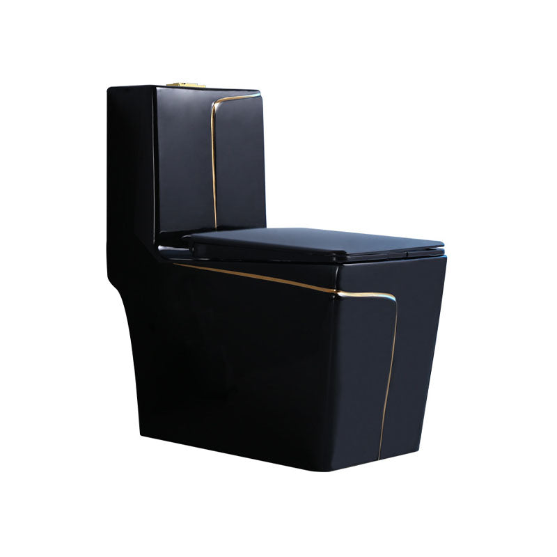 Household Water-saving Toilet Siphon One-piece Large-diameter Toilet in Black Finish Clearhalo 'Bathroom Remodel & Bathroom Fixtures' 'Home Improvement' 'home_improvement' 'home_improvement_toilets' 'Toilets & Bidets' 'Toilets' 6038205