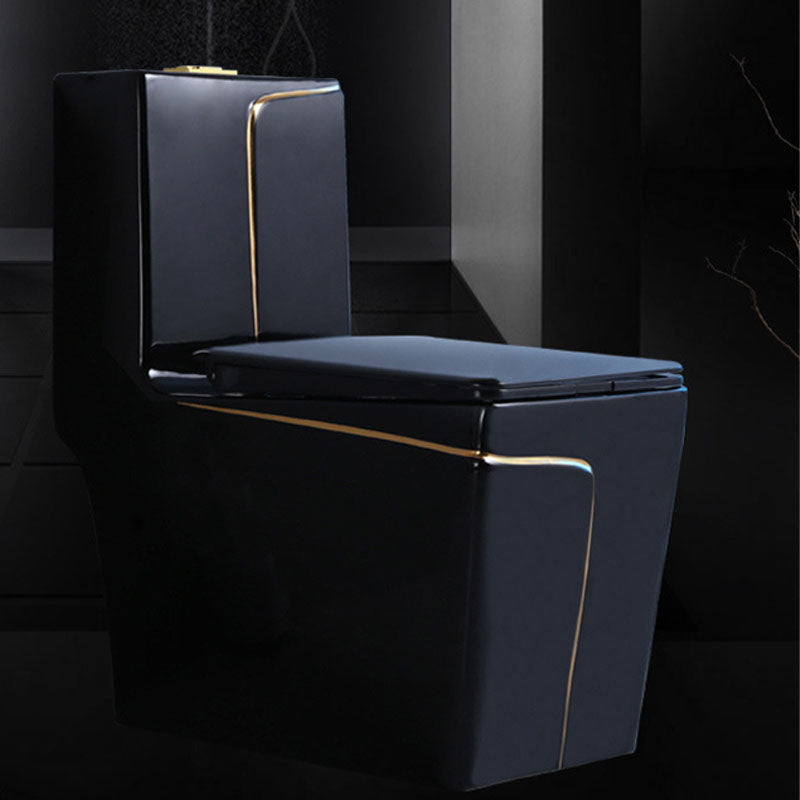 Household Water-saving Toilet Siphon One-piece Large-diameter Toilet in Black Finish Clearhalo 'Bathroom Remodel & Bathroom Fixtures' 'Home Improvement' 'home_improvement' 'home_improvement_toilets' 'Toilets & Bidets' 'Toilets' 6038206