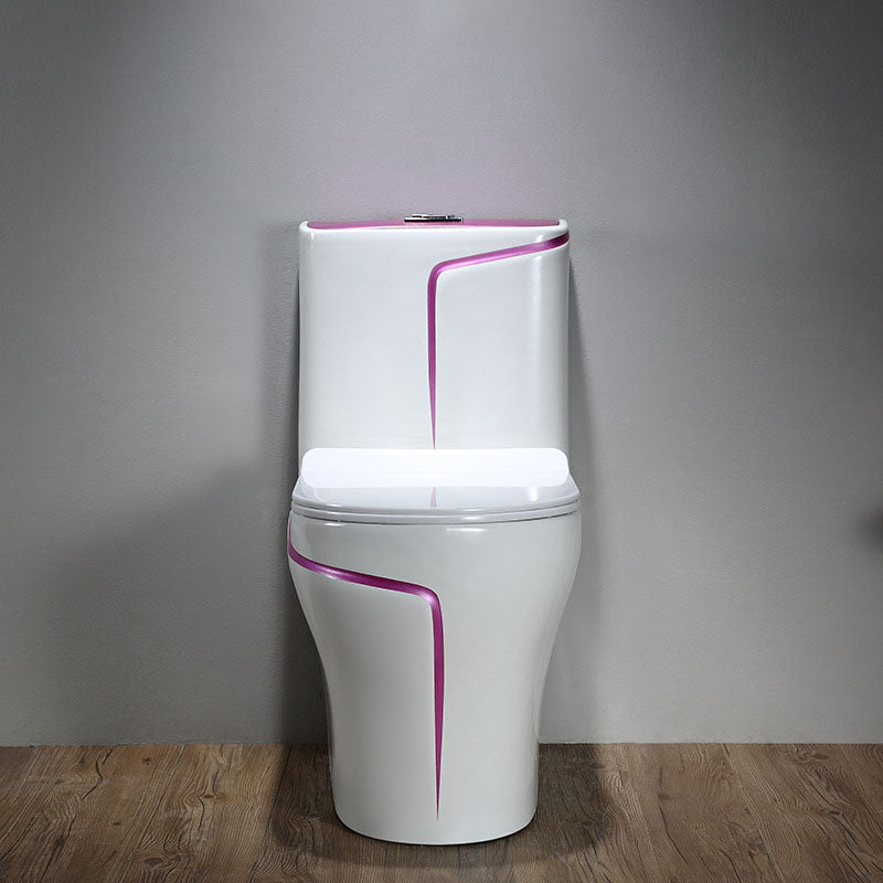 Simple Household Toilet Ceramic Siphon Jet Toilet with Pumping Mute Water-saving Pink Round Clearhalo 'Bathroom Remodel & Bathroom Fixtures' 'Home Improvement' 'home_improvement' 'home_improvement_toilets' 'Toilets & Bidets' 'Toilets' 6038228