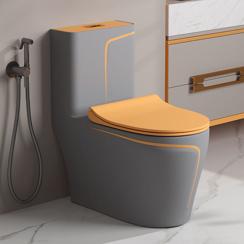 Orange Household Toilet Siphon Jet Toilet All-In-One Ceramic Toilet Grey Clearhalo 'Bathroom Remodel & Bathroom Fixtures' 'Home Improvement' 'home_improvement' 'home_improvement_toilets' 'Toilets & Bidets' 'Toilets' 6038248