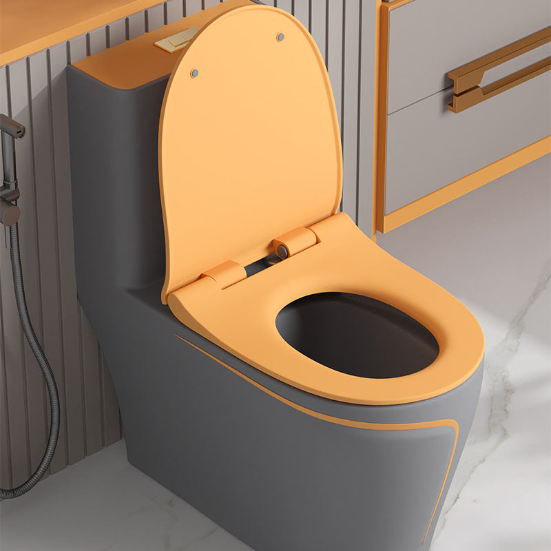 Orange Household Toilet Siphon Jet Toilet All-In-One Ceramic Toilet Clearhalo 'Bathroom Remodel & Bathroom Fixtures' 'Home Improvement' 'home_improvement' 'home_improvement_toilets' 'Toilets & Bidets' 'Toilets' 6038250