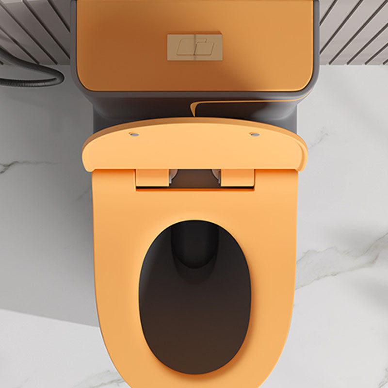Orange Household Toilet Siphon Jet Toilet All-In-One Ceramic Toilet Clearhalo 'Bathroom Remodel & Bathroom Fixtures' 'Home Improvement' 'home_improvement' 'home_improvement_toilets' 'Toilets & Bidets' 'Toilets' 6038264