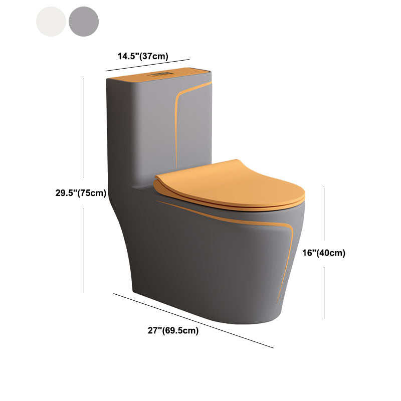 Orange Household Toilet Siphon Jet Toilet All-In-One Ceramic Toilet Clearhalo 'Bathroom Remodel & Bathroom Fixtures' 'Home Improvement' 'home_improvement' 'home_improvement_toilets' 'Toilets & Bidets' 'Toilets' 6038265