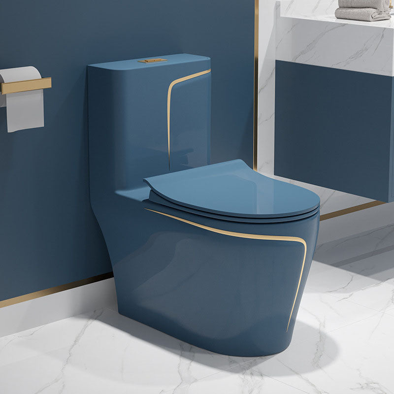 Water-saving Siphon Toilet Ceramic Elongated Dual Flush Household Toilet Blue Round Clearhalo 'Bathroom Remodel & Bathroom Fixtures' 'Home Improvement' 'home_improvement' 'home_improvement_toilets' 'Toilets & Bidets' 'Toilets' 6038268