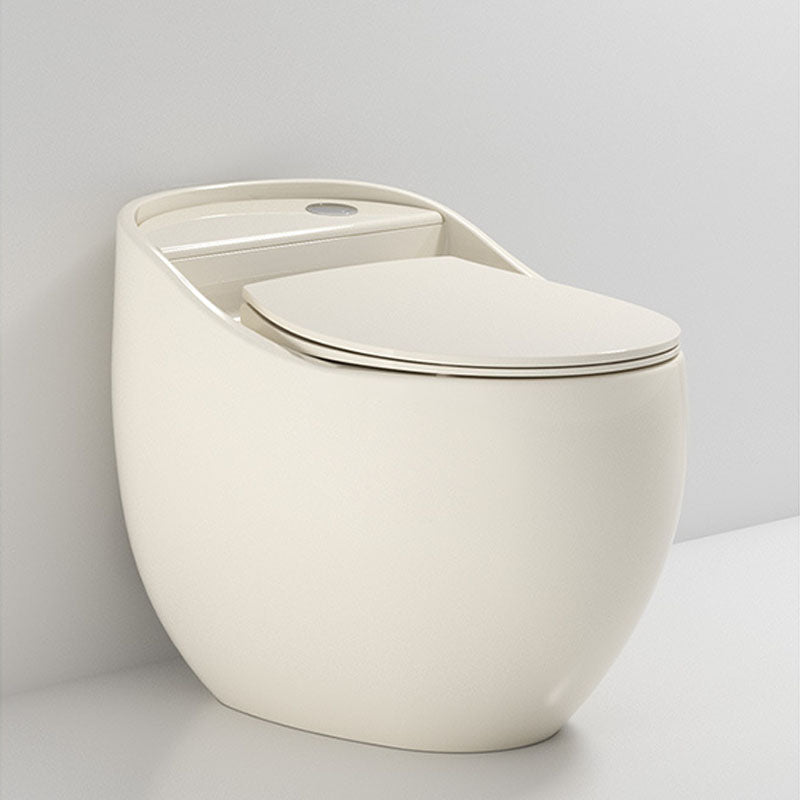 Round Siphon Type Household Toilet Small Apartment Large-caliber Silent Toilet Beige Clearhalo 'Bathroom Remodel & Bathroom Fixtures' 'Home Improvement' 'home_improvement' 'home_improvement_toilets' 'Toilets & Bidets' 'Toilets' 6038292