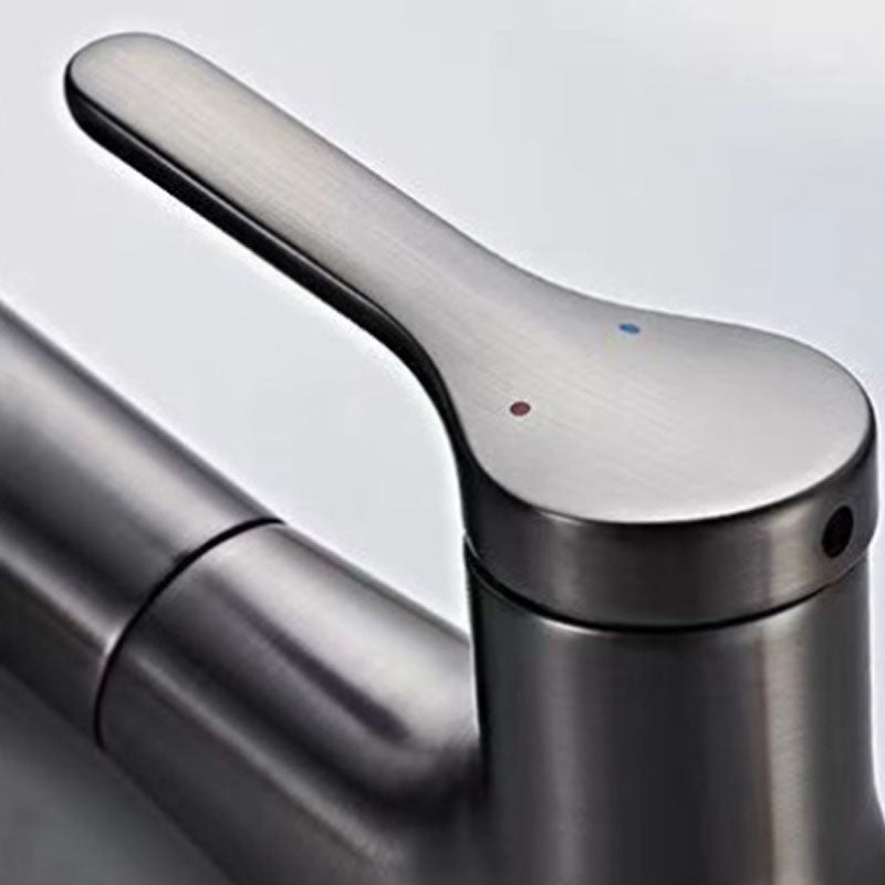 Modern Vessel Sink Faucet Lever Handle Copper Low Arc Retractable Vessel Faucet Clearhalo 'Bathroom Remodel & Bathroom Fixtures' 'Bathroom Sink Faucets' 'Bathroom Sinks & Faucet Components' 'bathroom_sink_faucets' 'Home Improvement' 'home_improvement' 'home_improvement_bathroom_sink_faucets' 6039806