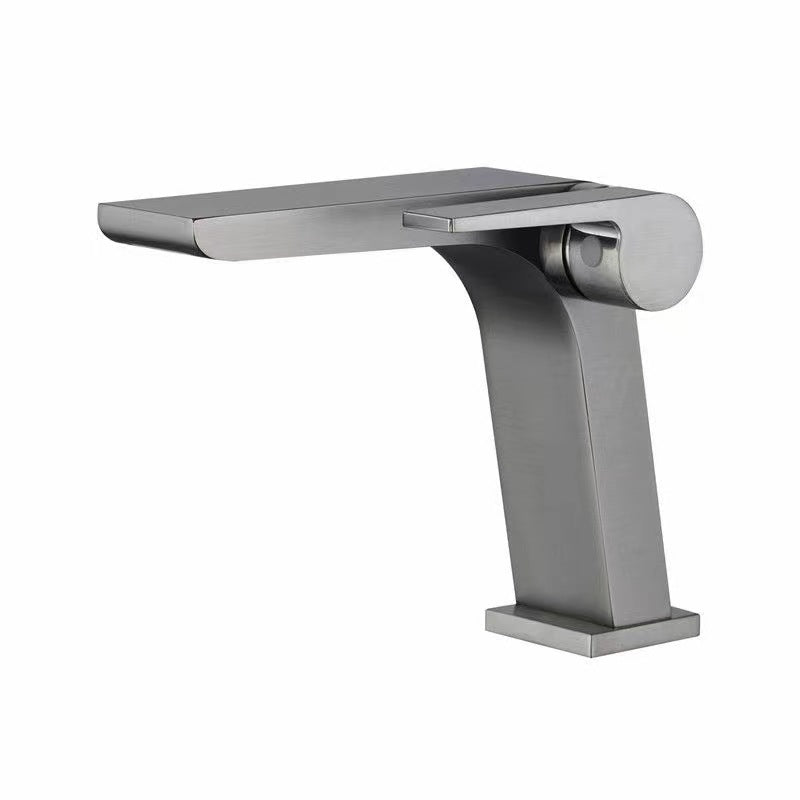 Modern Vessel Faucet Brass Lever Handles Waterfall Spout Bathroom Sink Faucet Clearhalo 'Bathroom Remodel & Bathroom Fixtures' 'Bathroom Sink Faucets' 'Bathroom Sinks & Faucet Components' 'bathroom_sink_faucets' 'Home Improvement' 'home_improvement' 'home_improvement_bathroom_sink_faucets' 6039997