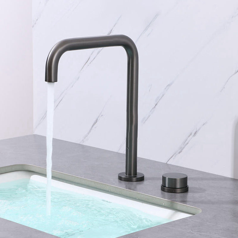 Circular 1-Handle Bathroom Faucet 2 Hole Wide Spread Bathroom Faucet Grey 12“ Clearhalo 'Bathroom Remodel & Bathroom Fixtures' 'Bathroom Sink Faucets' 'Bathroom Sinks & Faucet Components' 'bathroom_sink_faucets' 'Home Improvement' 'home_improvement' 'home_improvement_bathroom_sink_faucets' 6040066