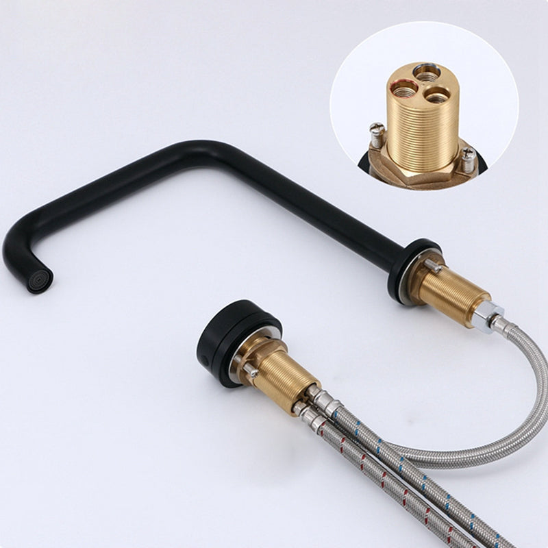 Circular 1-Handle Bathroom Faucet 2 Hole Wide Spread Bathroom Faucet Clearhalo 'Bathroom Remodel & Bathroom Fixtures' 'Bathroom Sink Faucets' 'Bathroom Sinks & Faucet Components' 'bathroom_sink_faucets' 'Home Improvement' 'home_improvement' 'home_improvement_bathroom_sink_faucets' 6040072