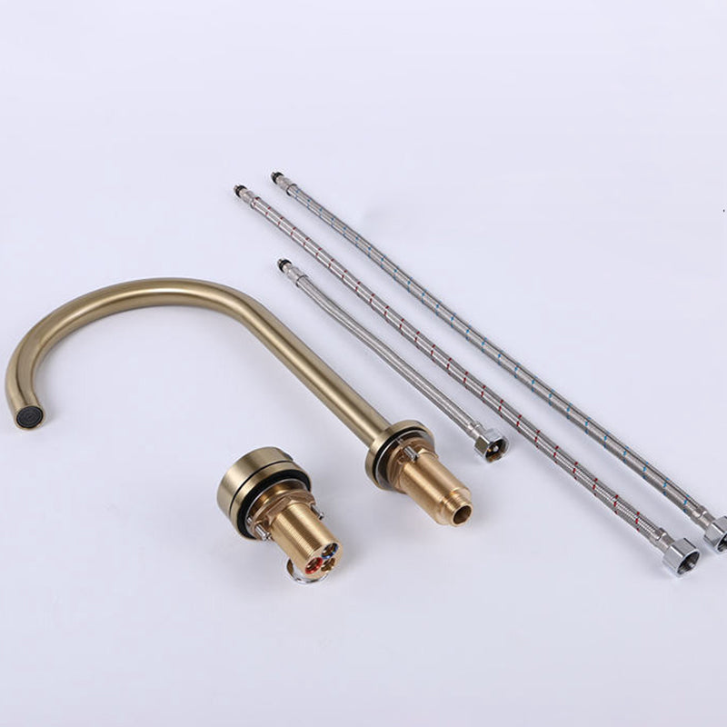 Circular 1-Handle Bathroom Faucet 2 Hole Wide Spread Bathroom Faucet Clearhalo 'Bathroom Remodel & Bathroom Fixtures' 'Bathroom Sink Faucets' 'Bathroom Sinks & Faucet Components' 'bathroom_sink_faucets' 'Home Improvement' 'home_improvement' 'home_improvement_bathroom_sink_faucets' 6040075