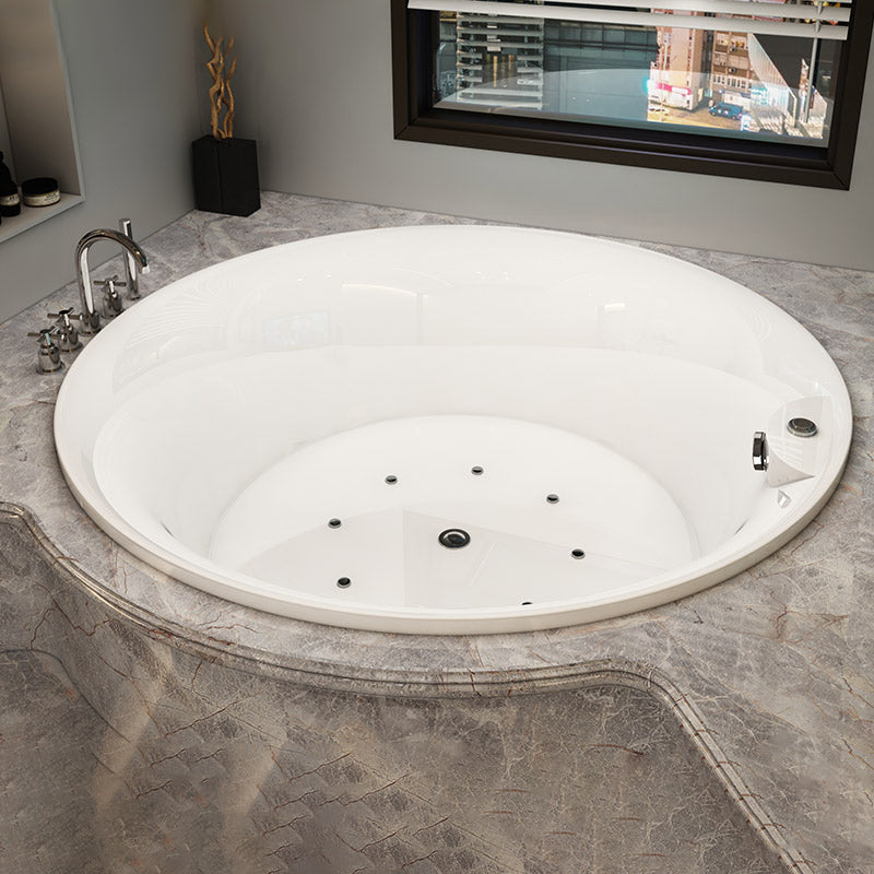 Modern Acrylic Drop-in Bathtub Oval Bath Tub for Home in White Massage Included Tub with Deck Faucets Clearhalo 'Bathroom Remodel & Bathroom Fixtures' 'Bathtubs' 'Home Improvement' 'home_improvement' 'home_improvement_bathtubs' 'Showers & Bathtubs' 6042654