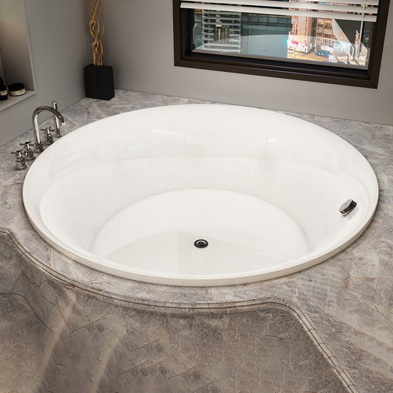 Modern Acrylic Drop-in Bathtub Oval Bath Tub for Home in White Massage Not Included Tub with Deck Faucets Clearhalo 'Bathroom Remodel & Bathroom Fixtures' 'Bathtubs' 'Home Improvement' 'home_improvement' 'home_improvement_bathtubs' 'Showers & Bathtubs' 6042657