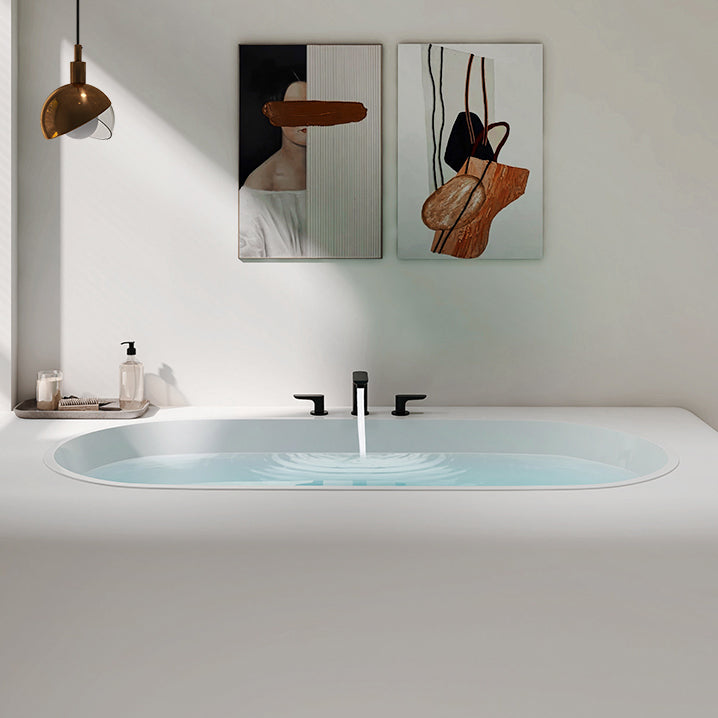Modern Oval Drop-in Bath Tub 23.22" H White Acrylic Bathtub for Home Clearhalo 'Bathroom Remodel & Bathroom Fixtures' 'Bathtubs' 'Home Improvement' 'home_improvement' 'home_improvement_bathtubs' 'Showers & Bathtubs' 6042683