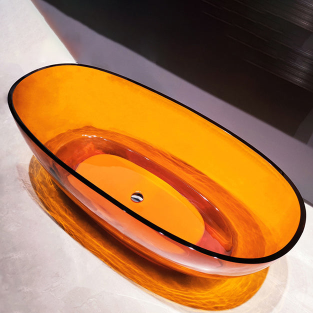 Modern Soaking Freestanding Tub Colorful Oval Bathtub for Home Orange Clearhalo 'Bathroom Remodel & Bathroom Fixtures' 'Bathtubs' 'Home Improvement' 'home_improvement' 'home_improvement_bathtubs' 'Showers & Bathtubs' 6042723