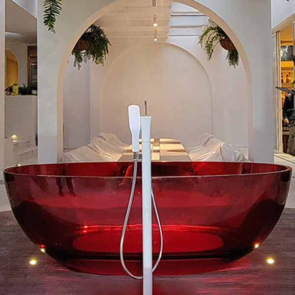 Modern Soaking Freestanding Tub Colorful Oval Bathtub for Home Red Clearhalo 'Bathroom Remodel & Bathroom Fixtures' 'Bathtubs' 'Home Improvement' 'home_improvement' 'home_improvement_bathtubs' 'Showers & Bathtubs' 6042725
