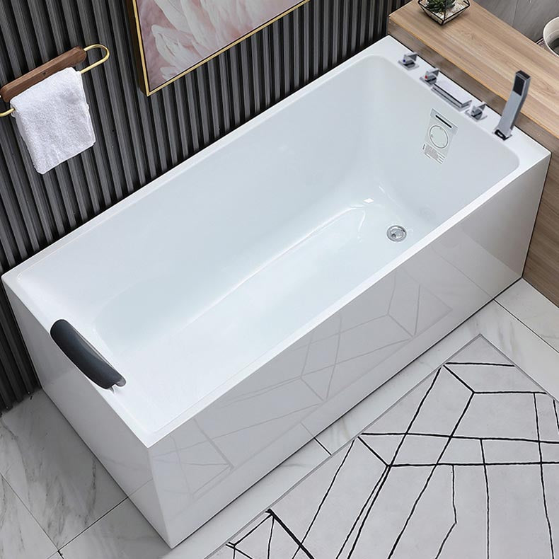 Modern Rectangular Bath Tub Acrylic Alcove Tub for Home in White Without Seat Tub with Silver 5-Piece Set Clearhalo 'Bathroom Remodel & Bathroom Fixtures' 'Bathtubs' 'Home Improvement' 'home_improvement' 'home_improvement_bathtubs' 'Showers & Bathtubs' 6042879