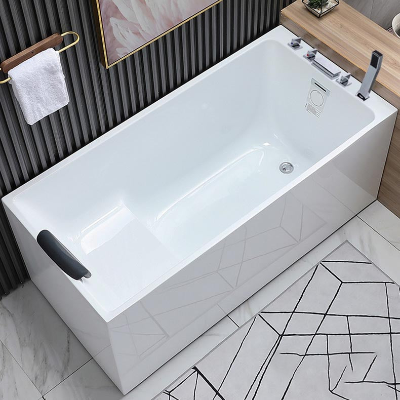 Modern Rectangular Bath Tub Acrylic Alcove Tub for Home in White With Seat Tub with Silver 5-Piece Set Clearhalo 'Bathroom Remodel & Bathroom Fixtures' 'Bathtubs' 'Home Improvement' 'home_improvement' 'home_improvement_bathtubs' 'Showers & Bathtubs' 6042886