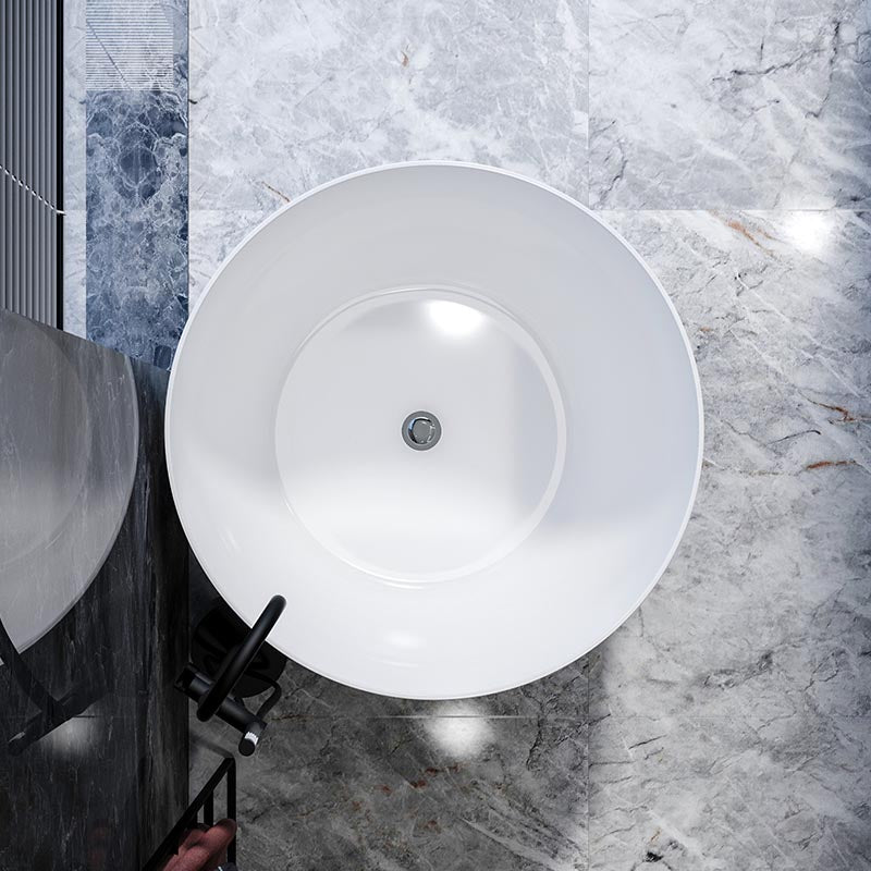 Modern Round Acrylic Bath Tub 26.77" H Freestanding Bathtub for Home Clearhalo 'Bathroom Remodel & Bathroom Fixtures' 'Bathtubs' 'Home Improvement' 'home_improvement' 'home_improvement_bathtubs' 'Showers & Bathtubs' 6042913