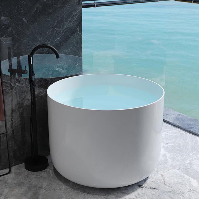 Modern Round Acrylic Bath Tub 26.77" H Freestanding Bathtub for Home Clearhalo 'Bathroom Remodel & Bathroom Fixtures' 'Bathtubs' 'Home Improvement' 'home_improvement' 'home_improvement_bathtubs' 'Showers & Bathtubs' 6042920