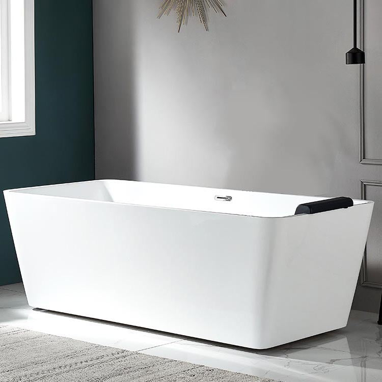 Modern Acrylic Home Bathtub Rectangular Freestanding Bath Tub in White Tub Clearhalo 'Bathroom Remodel & Bathroom Fixtures' 'Bathtubs' 'Home Improvement' 'home_improvement' 'home_improvement_bathtubs' 'Showers & Bathtubs' 6042978