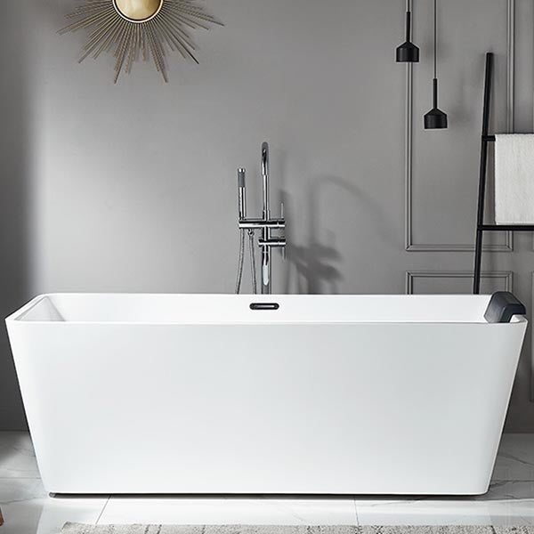 Modern Acrylic Home Bathtub Rectangular Freestanding Bath Tub in White Clearhalo 'Bathroom Remodel & Bathroom Fixtures' 'Bathtubs' 'Home Improvement' 'home_improvement' 'home_improvement_bathtubs' 'Showers & Bathtubs' 6042979