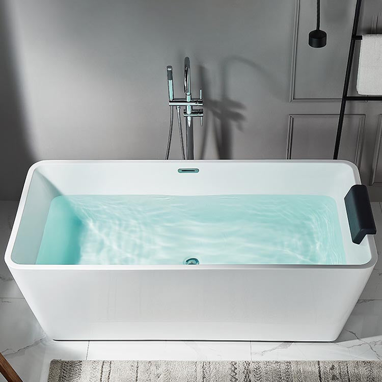 Modern Acrylic Home Bathtub Rectangular Freestanding Bath Tub in White Clearhalo 'Bathroom Remodel & Bathroom Fixtures' 'Bathtubs' 'Home Improvement' 'home_improvement' 'home_improvement_bathtubs' 'Showers & Bathtubs' 6042980