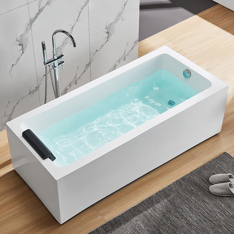 Modern Freestanding Rectangular Bath Tub Acrylic Home Bathtub in White Clearhalo 'Bathroom Remodel & Bathroom Fixtures' 'Bathtubs' 'Home Improvement' 'home_improvement' 'home_improvement_bathtubs' 'Showers & Bathtubs' 6042999
