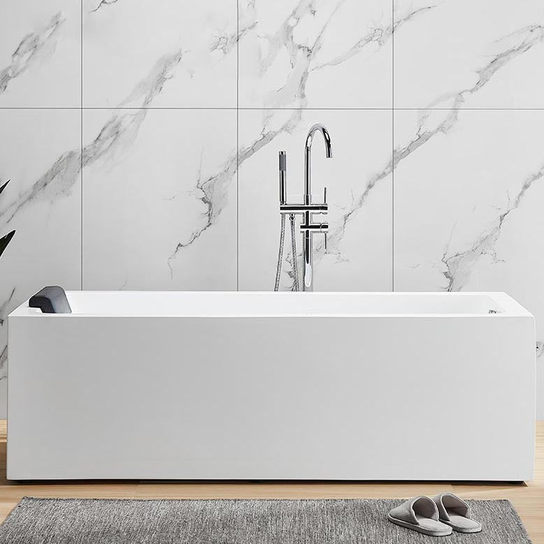 Modern Freestanding Rectangular Bath Tub Acrylic Home Bathtub in White Clearhalo 'Bathroom Remodel & Bathroom Fixtures' 'Bathtubs' 'Home Improvement' 'home_improvement' 'home_improvement_bathtubs' 'Showers & Bathtubs' 6043001