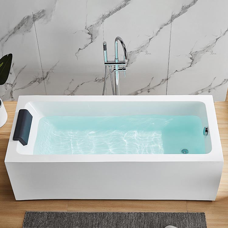 Modern Freestanding Rectangular Bath Tub Acrylic Home Bathtub in White Clearhalo 'Bathroom Remodel & Bathroom Fixtures' 'Bathtubs' 'Home Improvement' 'home_improvement' 'home_improvement_bathtubs' 'Showers & Bathtubs' 6043002